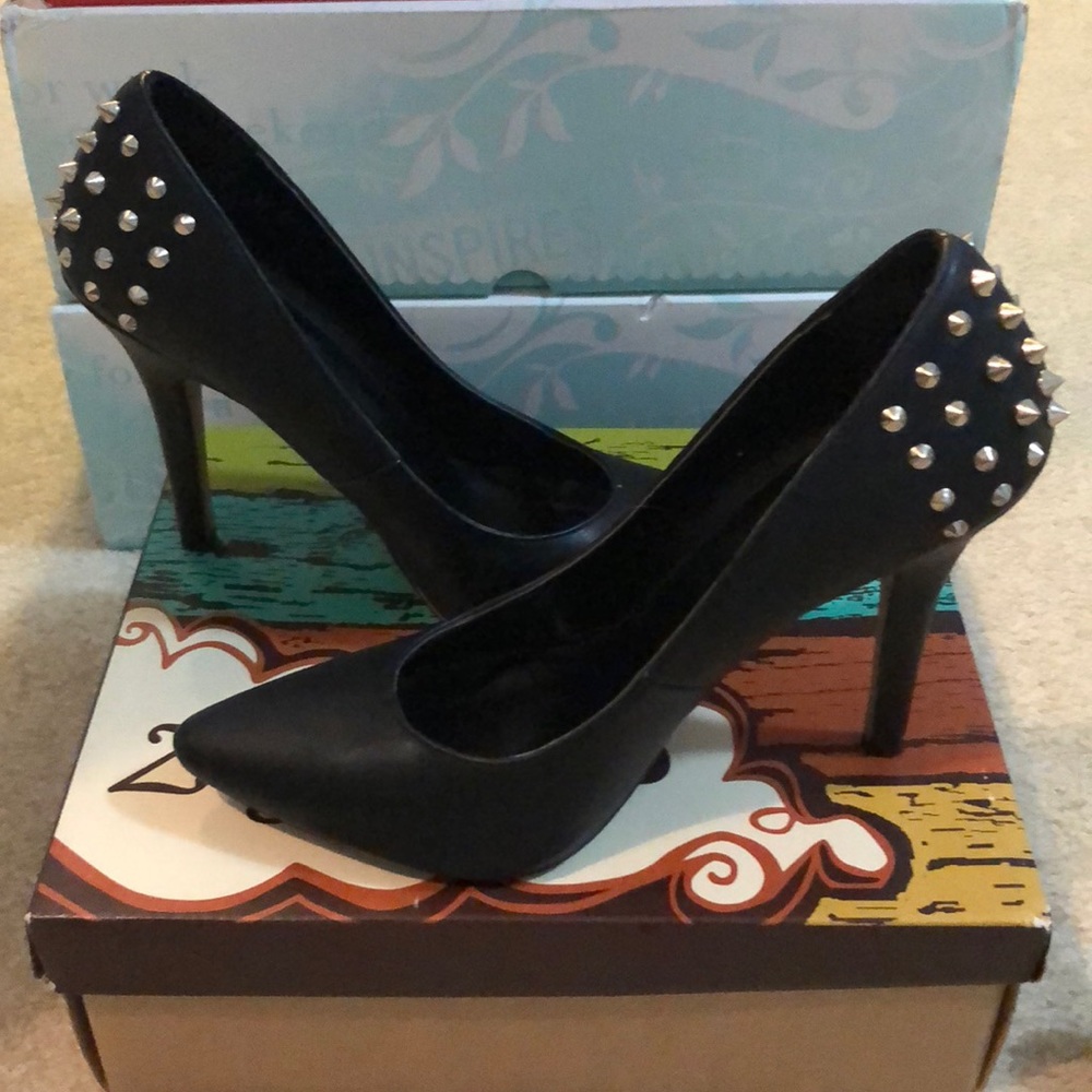 Black studded heels